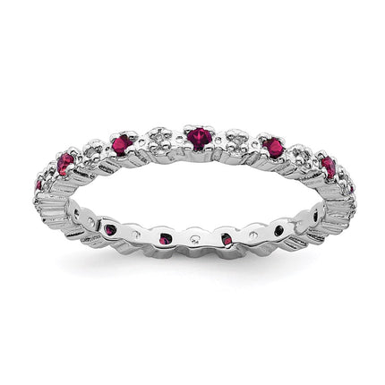Sterling Silver Stackable Expressions Cr. Ruby & Diamond Ring | QSK538 ,