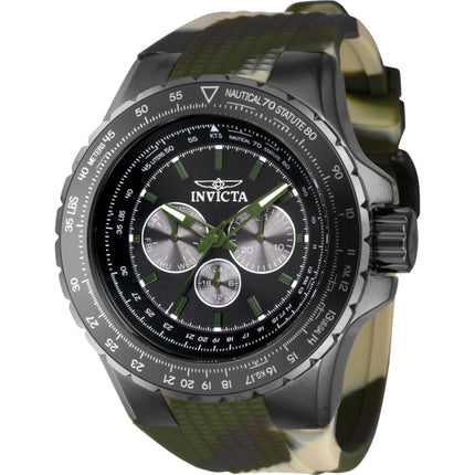 Invicta Men's Watch - Aviator Quartz Chrono Gunmetal and Green Dial Strap | 39307 ,
