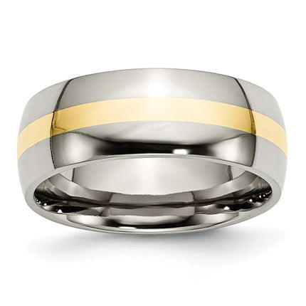 Titanium 14k Yellow Inlay 8mm Polished Band | TB224 ,