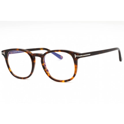 Tom Ford Men's Eyeglasses - Dark Havana/Clear Plastic Round Frame | FT5819-B 052 ,