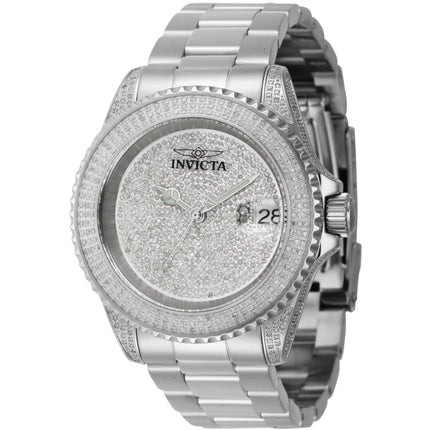 Invicta Men's Watch - Pro Diver Automatic Diamond Pave Rhodium Dial Bracelet | 35663 ,