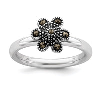 Sterling Silver Stackable Expressions Marcasite Scalloped Ring | QSK818 ,