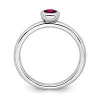 Sterling Silver Stackable Expressions Low 4mm Round Cr. Ruby Ring | QSK502 ,
