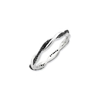 Sterling Silver Stackable Expressions Polished Black Diamond Ring | QSK634 ,