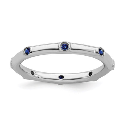 Sterling Silver Stackable Expressions Created Sapphire Ring | QSK382 ,