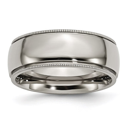 Titanium Grooved and Beaded Edge 8mm Polished Band | TB133 ,
