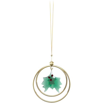 Swarovski Ornament - Garden Tales Green Crystal Holly Leaves and Red Berries | 5594495 ,