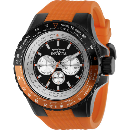 Invicta Men's Watch - Aviator Chrono Black, Silver Tone Dial Orange Strap | 37031 ,