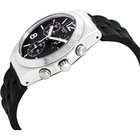 Swatch Men's Watch - Irony Noir De Bienne Chrono Black Dial Silicone Strap | YCS116 ,