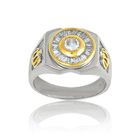 Sterling Silver GP Design CZ and Baguettes Ring - W-9104 ,