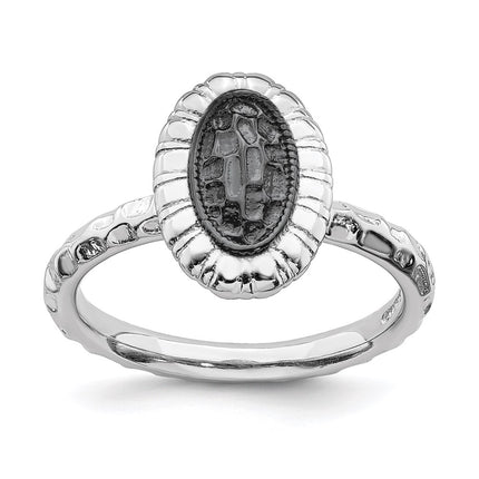 Sterling Silver Stackable Expressions Ruthenium-plated Oval Ring | QSK1605 ,