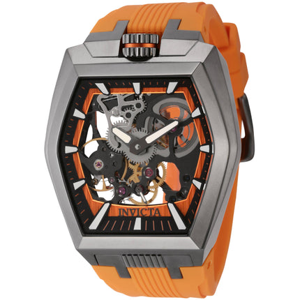 Invicta Men's Watch - Akula Mechanical Skeleton Dial Orange Silicone Strap | 44020 ,