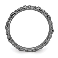 Sterling Silver Stackable Expressions Black-plated Cable Ring | QSK209 ,