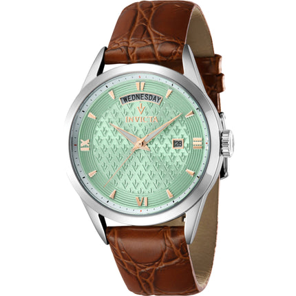 Invicta Women's Watch - Vintage Quartz Light Green Dial Brown Leather Strap | 44259 ,