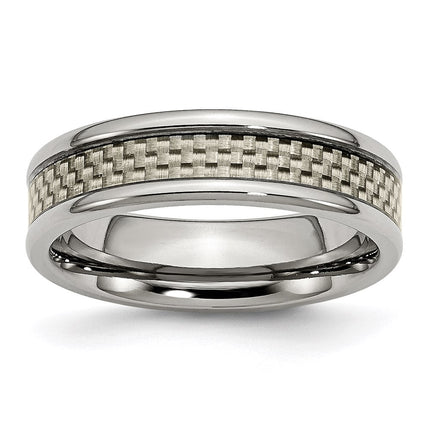 Titanium Polished w/Carbon Fiber Inlay 6mm Band | TB424 ,
