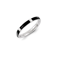 Sterling Silver Stackable Expressions Black Enameled Ring | QSK1363 ,