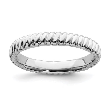 Sterling Silver Stackable Expressions Rhodium Ring | QSK267 ,