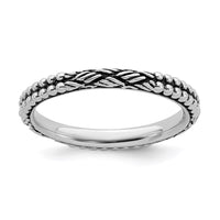 Sterling Silver Stackable Expressions Antiqued Patterned Ring | QSK1564 ,