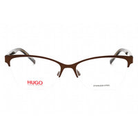 Hugo Women's Eyeglasses - Matte Brown Metal Cat Eye Half Rim Frame | HG 1079 04IN 00 ,