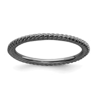 Sterling Silver Stackable Expressions Black-plated Twisted Ring | QSK177 ,