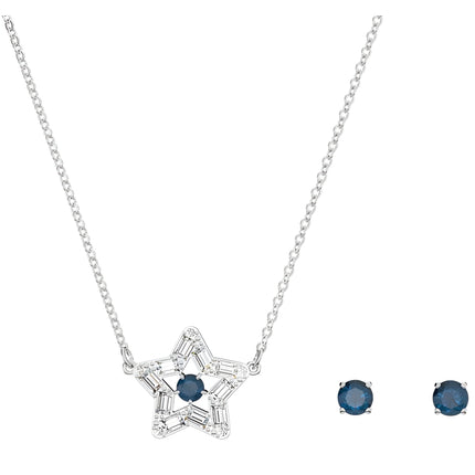 Swarovski Women's Jewelry Set - Stella Blue Star Crystal Rhodium Plated | 5646762 ,