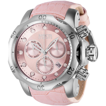 Invicta Men's Watch - Reserve Quartz Chronograph Pink Dial Leather Strap | 42617 ,
