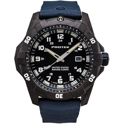 ProTek Men's Watch - USMC Series Quartz Blue Genuine Rubber Strap Date Dive | 1013B ,