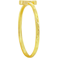 Classic Unisex Gold Tone C Initial Hammered Ring - W-2820 ,