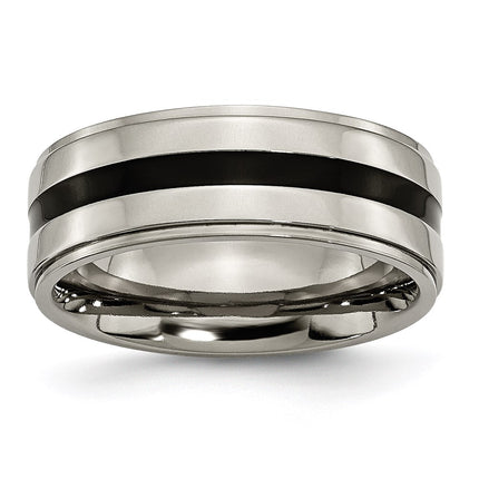 Titanium Enameled Ridged Edge 8mm Polished Band | TB231 ,
