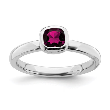 SS Stackable Expressions Cushion Cut Rhodolite Garnet Ring | QSK451 ,