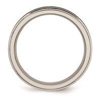 Titanium Ridged Edge Black Enamel Braid Design 6mm Polished Band | TB193 ,