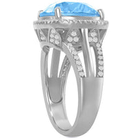 Women's Ring - CZ and Cushion Aqua Swarovski Element, Size 8 | BLW-2416-8 ,