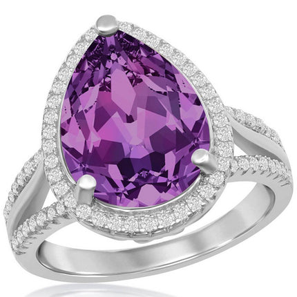 Women's Ring - CZ with Amethyst Swarovski Element, Size 8 | BLW-2422-8 ,