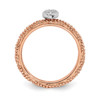 Sterling Silver Diamond Stackable Expressions Rose Gold Plated Heart Ring | QSK1828 ,