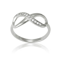 Sterling Silver Half White Topaz Infinity Ring - W-9651 ,