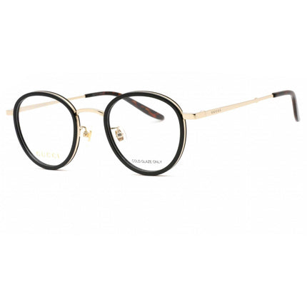Gucci Unisex Eyeglasses - Black/Gold Oval Full Rim Metal Frame | GG1357OJ 001 ,