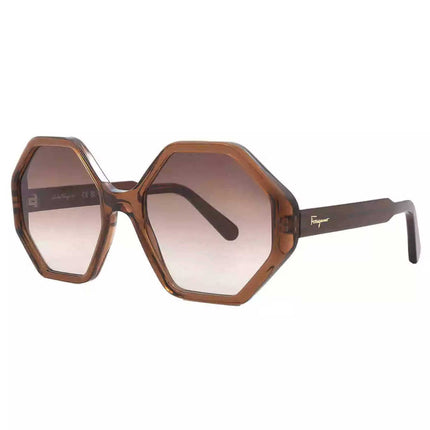 Salvatore Ferragamo Women's Sunglasses - Brown Acetate Geometric Frame | SF1070S 210 ,