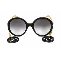 Gucci Women's Sunglasses - Black/Gold Plastic Round Full Rim Frame | GG0726S 001 ,