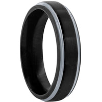 Men's Ring - Black and Silver Plated 6mm Tungsten, Size 13 | SW-2118-13 ,