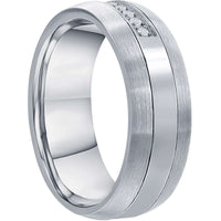 Men's Ring - Brushed and Polished CZ 8mm Tungsten, Size 9 | SW-2121-9 ,