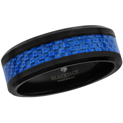 Men's Ring - Black Tungsten with Blue Carbon Fiber, Size 13 | SW-2123-13 ,