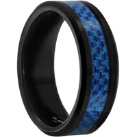 Men's Ring - Black Tungsten with Blue Carbon Fiber, Size 13 | SW-2123-13 ,