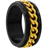 Men's Ring - Black/Gold Stainless Steel Curb Link, Size 11 | SW-2090-11 ,