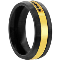 Men's Ring - Black and Gold with Black CZ Tungsten, Size 9 | SW-2120-9 ,