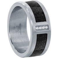Men's Ring - Stainless Steel Black Carbon Fiber CZ, Size 12 | SW-2095-12 ,
