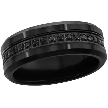 Men's Ring - Black Rhodium and CZ Eternity Tungsten, Size 9 | SW-2082-9 ,
