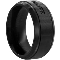 Men's Ring - Black Stainless Steel and Black CZ Band, Size 9 | SW-2107-9 ,