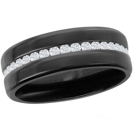 Men's Ring - Stainless Steel Black Eternity with CZ, Size 9 | SW-2092-9 ,