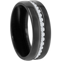 Men's Ring - Stainless Steel Black Eternity with CZ, Size 9 | SW-2092-9 ,
