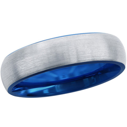 Men's Ring - Blue and Silver Plated 6mm Tungsten, Size 9 | SW-2119-9 ,